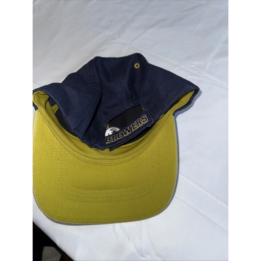 Milwaukee Brewers Hat Cap Mens One Size Blue Tan MLB Baseball